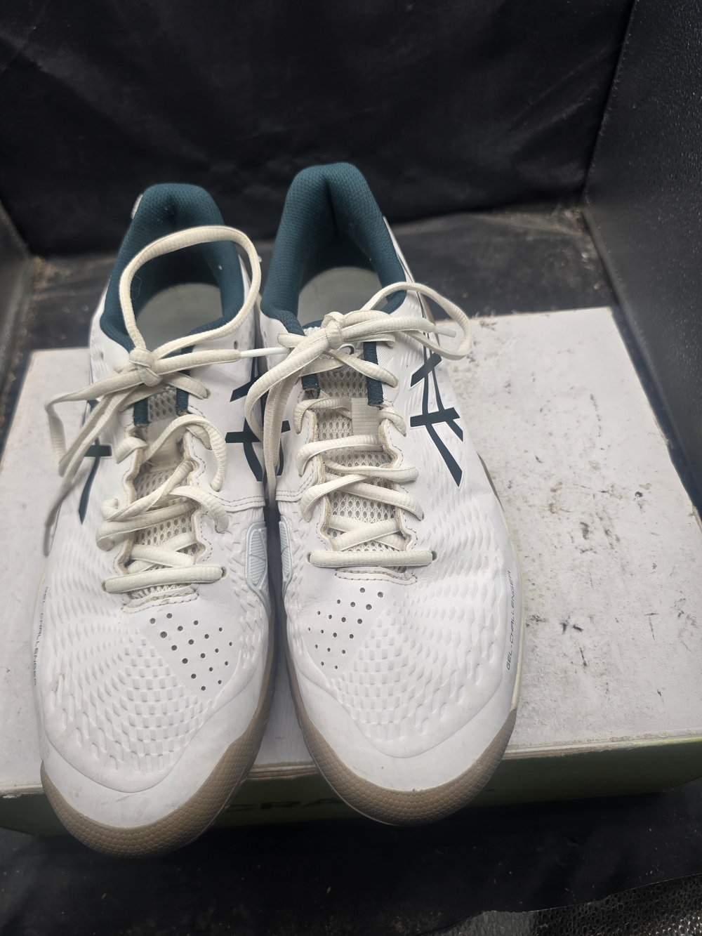 Asics White Athletic Shoes with Teal Interior and Gum Outsole